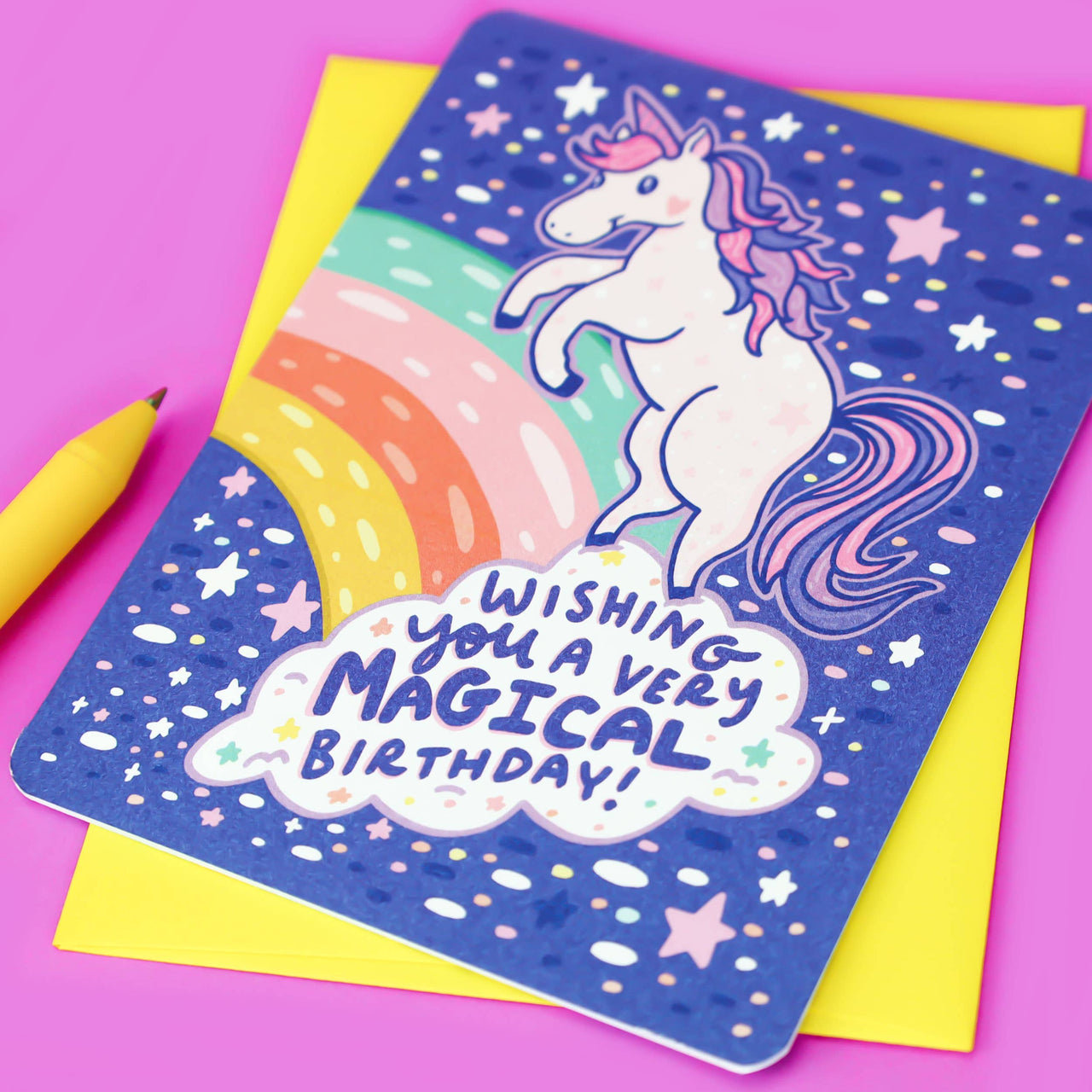 Magical Unicorn Cat Cute Kids Birthday Card