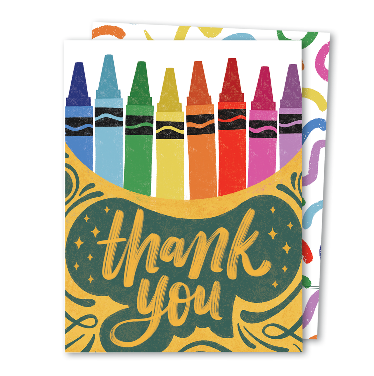 Colorful Rainbow Crayon Thank You Card