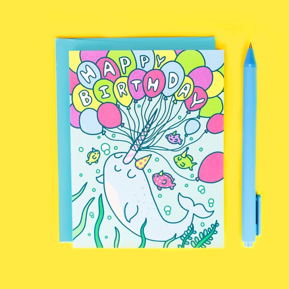 Have An Awesome Birthday Narwhal Card