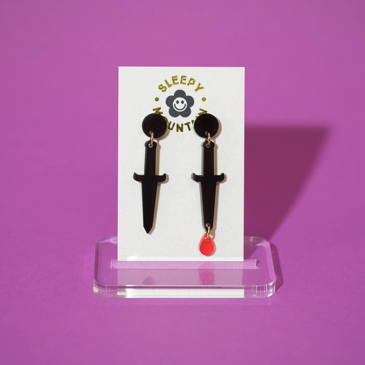 Dagger Earrings with Blood Drop