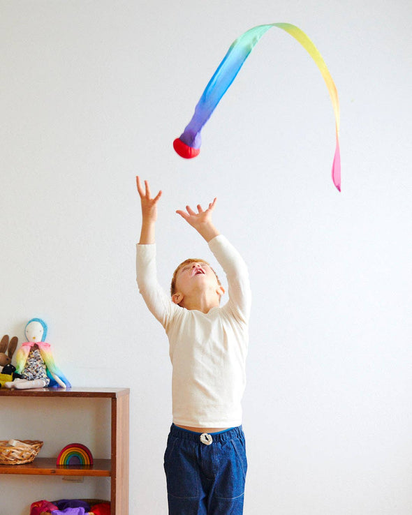 Silk Skytail - Waldorf Toy for Throwing, Movement Play: Rainbow