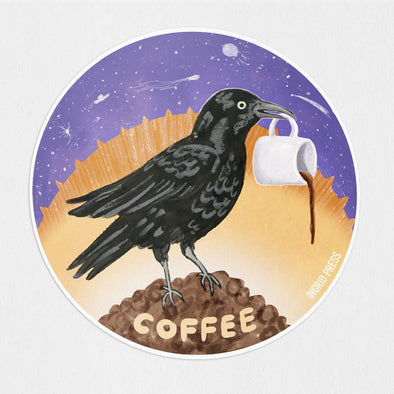 Cosmic Coffee Raven Sticker