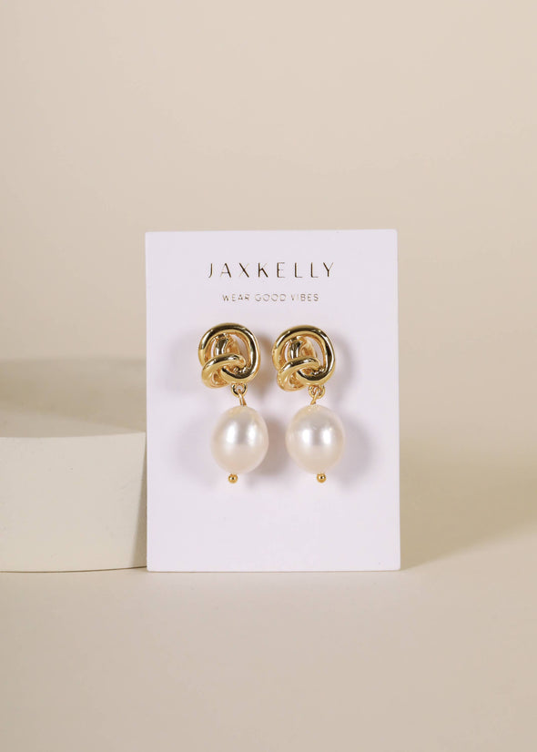 Pearl Knot - Gold Earrings