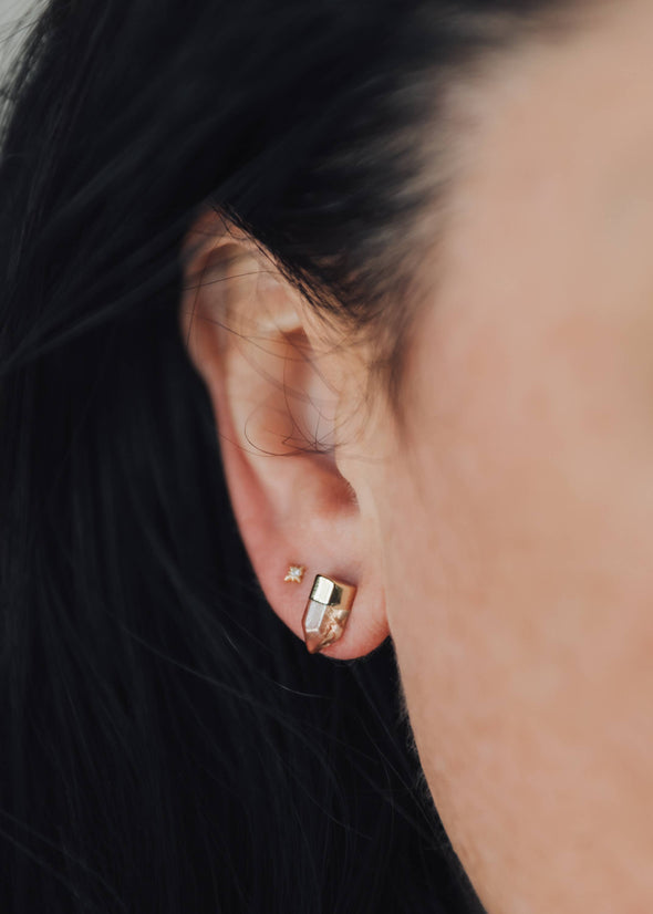 Gold Dip Point - Smoky Quartz - Gold Earrings