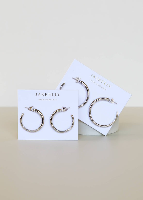 Everyday Silver Hoop Earrings - Medium