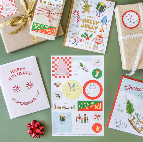 Merry Christmas Gift Tag Sticker Sheets - Set of 3