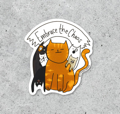 Embrace the Chaos Cat vinyl sticker