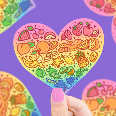 Rainbow Fruit Heart Bowl Vinyl Sticker