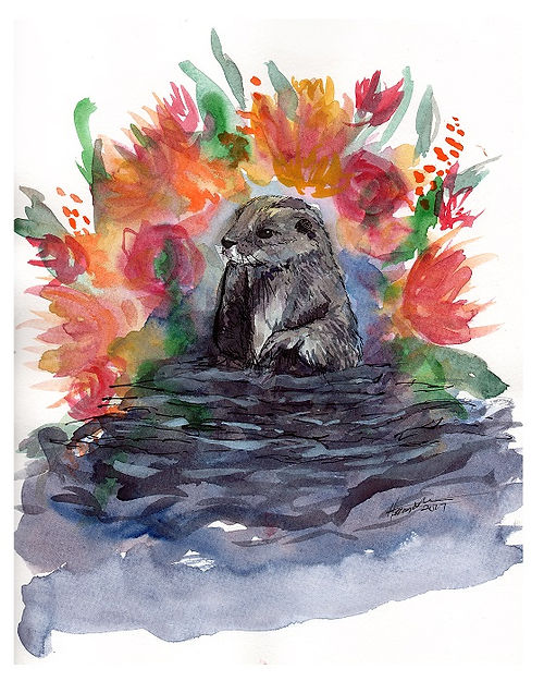 Fauna: Otter Watercolor Card