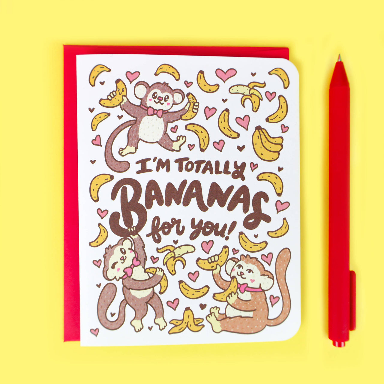 I'm Bananas For You Monkey Valentine's Day Love Card