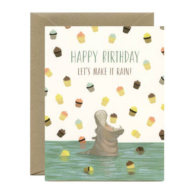 Hippo Cupcake Birthday Card