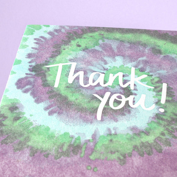 Tie Dye Thank You - Letterpress Greeting Card