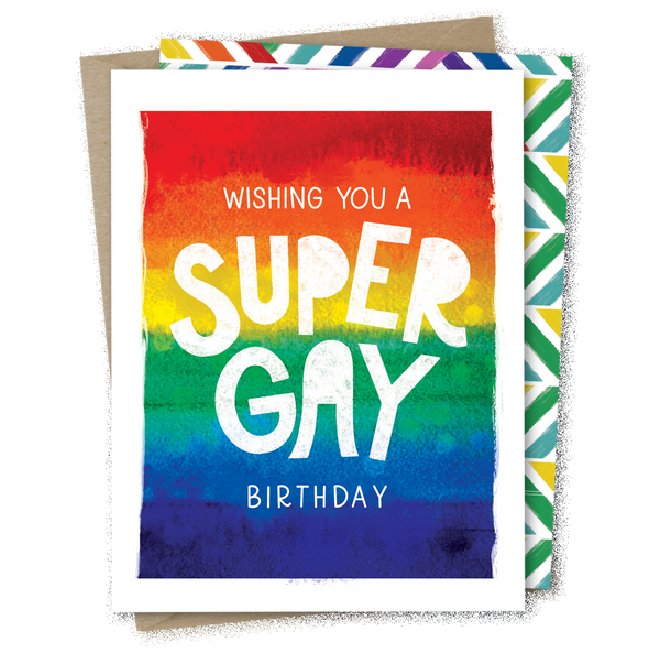 Super Gay Birthday | Rainbow Gay LGBTQIA+ Trans Queer Card