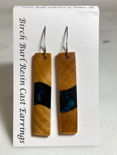 Birch Burl Resin Cast Earrings 9