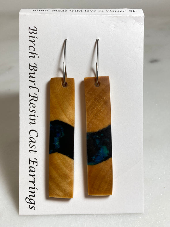 Birch Burl Resin Cast Earrings 9