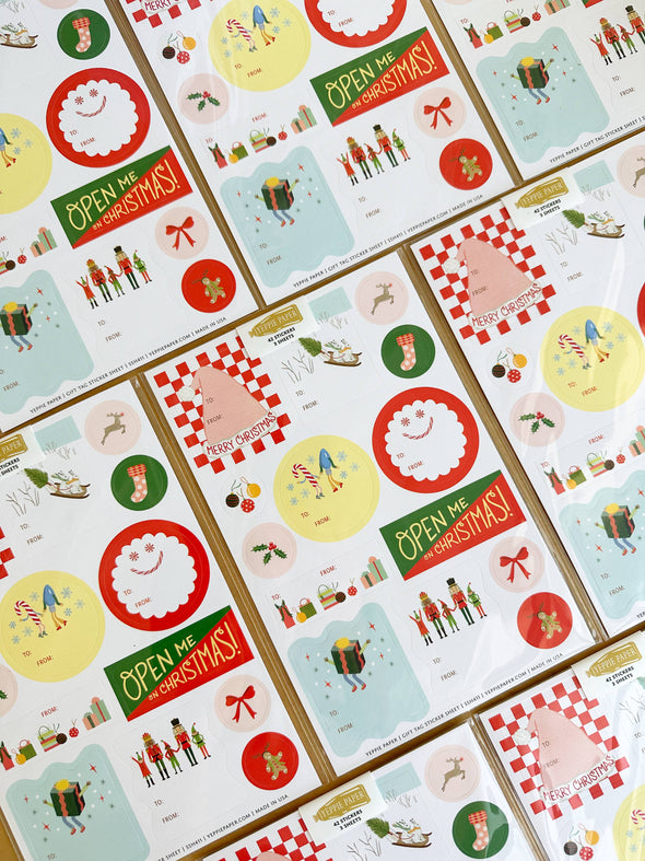 Merry Christmas Gift Tag Sticker Sheets - Set of 3