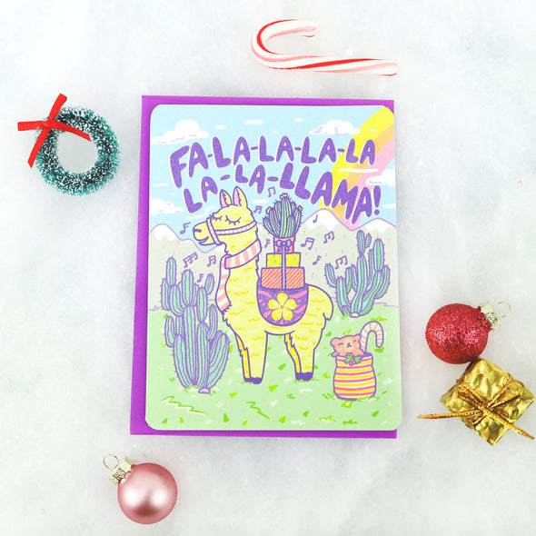 Fa La Llama Holiday Winter Animal Christmas Card