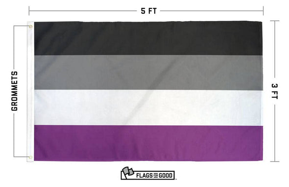 Asexual (Ace) Pride Flag: (L) 3ft x 5ft Single-Sided with Grommets