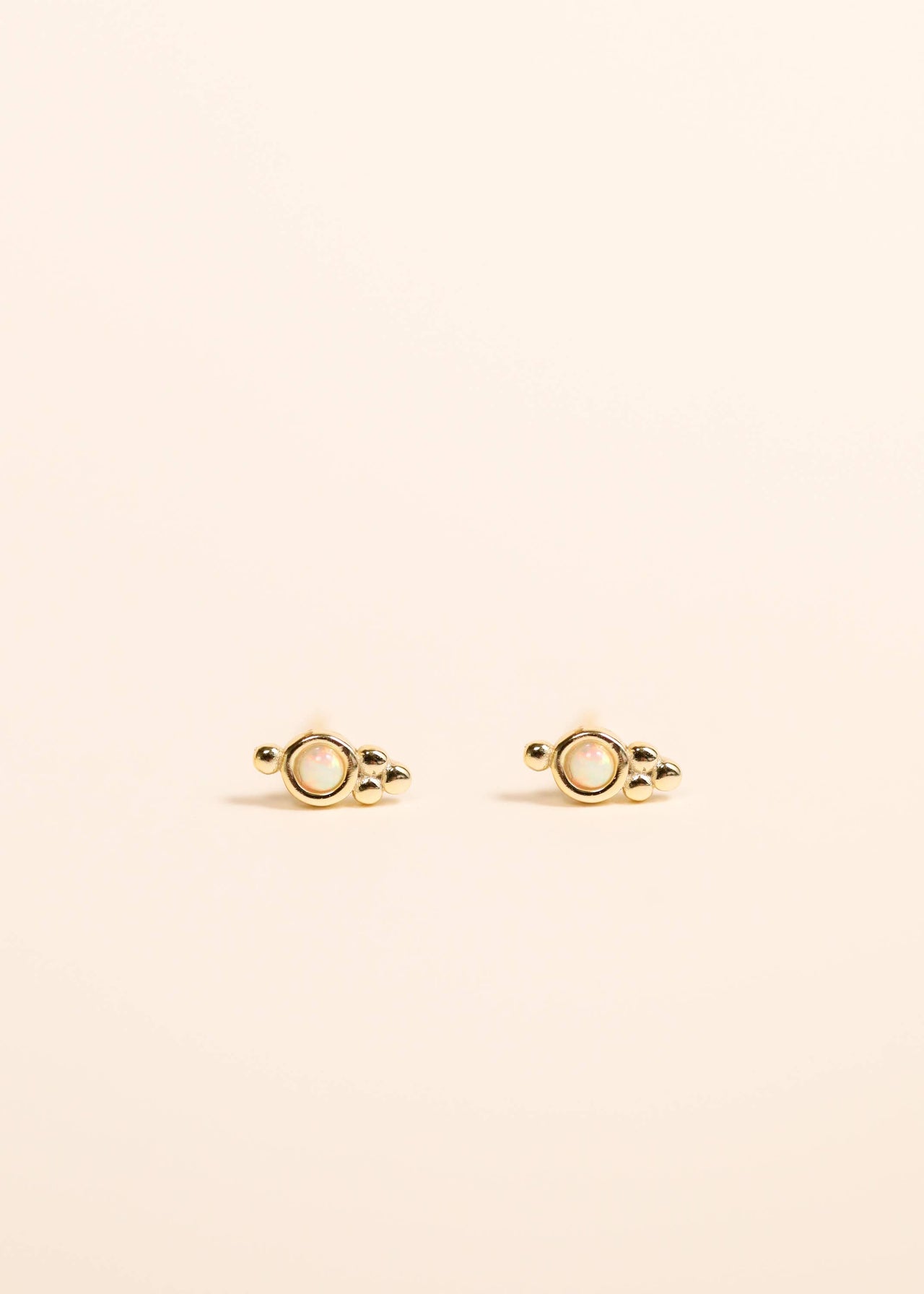 Tri Ball Studs - White Opal - Gold Earrings