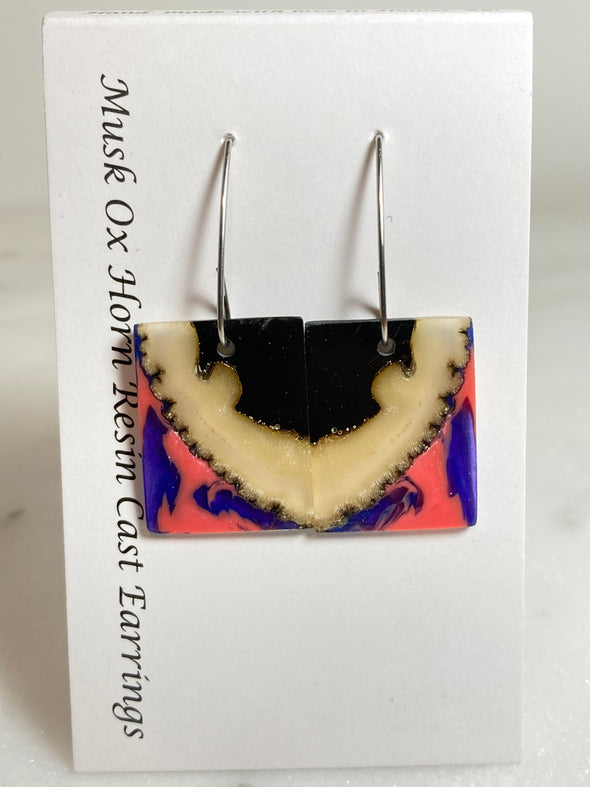 Musk Ox Horn Resin Cast Earrings 17