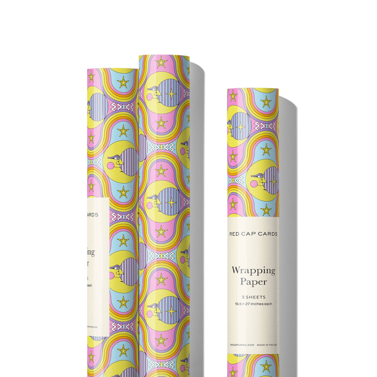 Moon and Rainbows wrapping paper: Rolls of 3 sheets