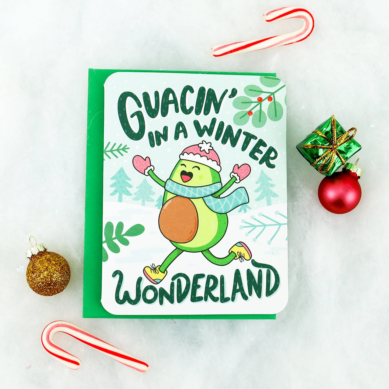 Guacin In A Winter Wonderland Avocado Christmas Holiday Card