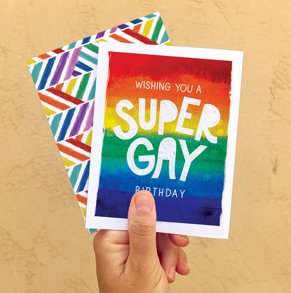 Super Gay Birthday | Rainbow Gay LGBTQIA+ Trans Queer Card