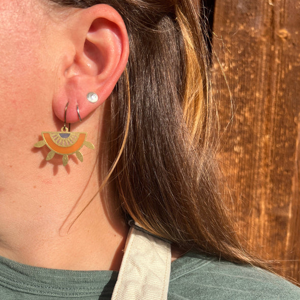 Sun Petal // stained glass resin earrings