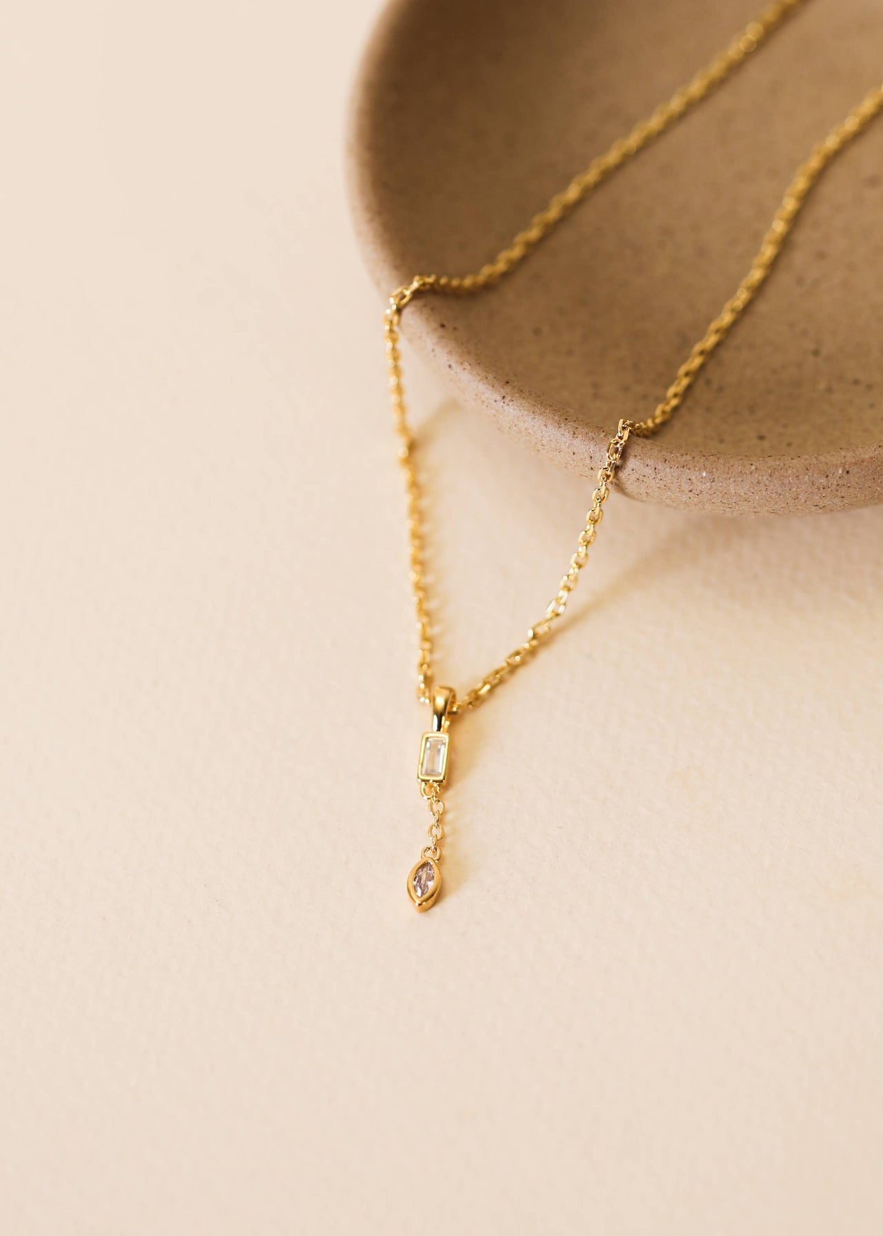 Chain Drop Charm Necklace - 18k Gold Plating