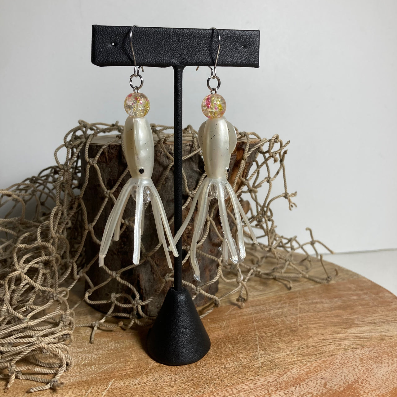 Squid Earrings - White