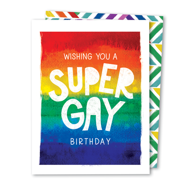 Super Gay Birthday | Rainbow Gay LGBTQIA+ Trans Queer Card