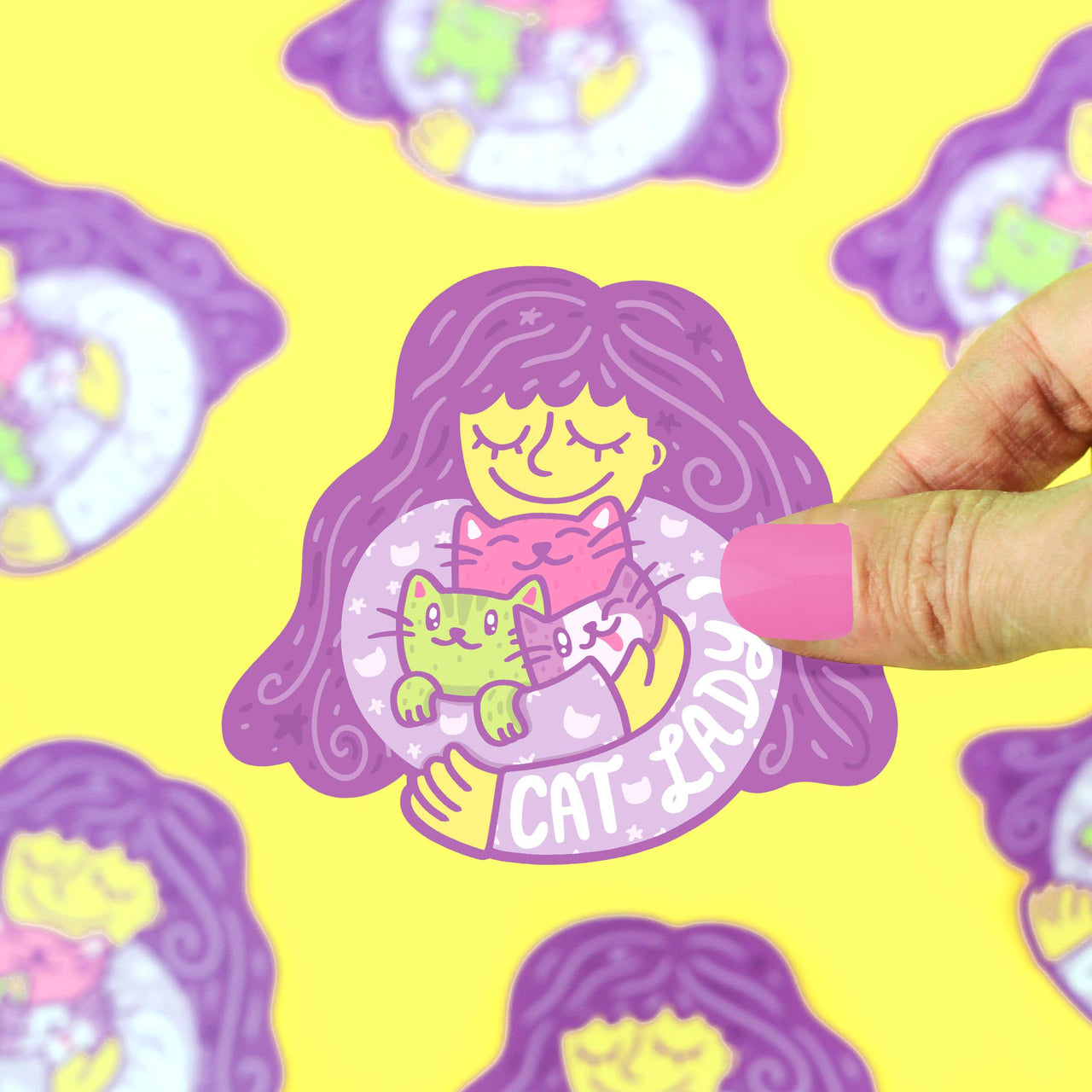 Cat Lady Funny Gift For Her Water Bottle Vinyl Sticker