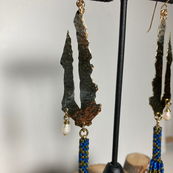 Brass and Pearl Tassel Set Design Style #25 Earrings