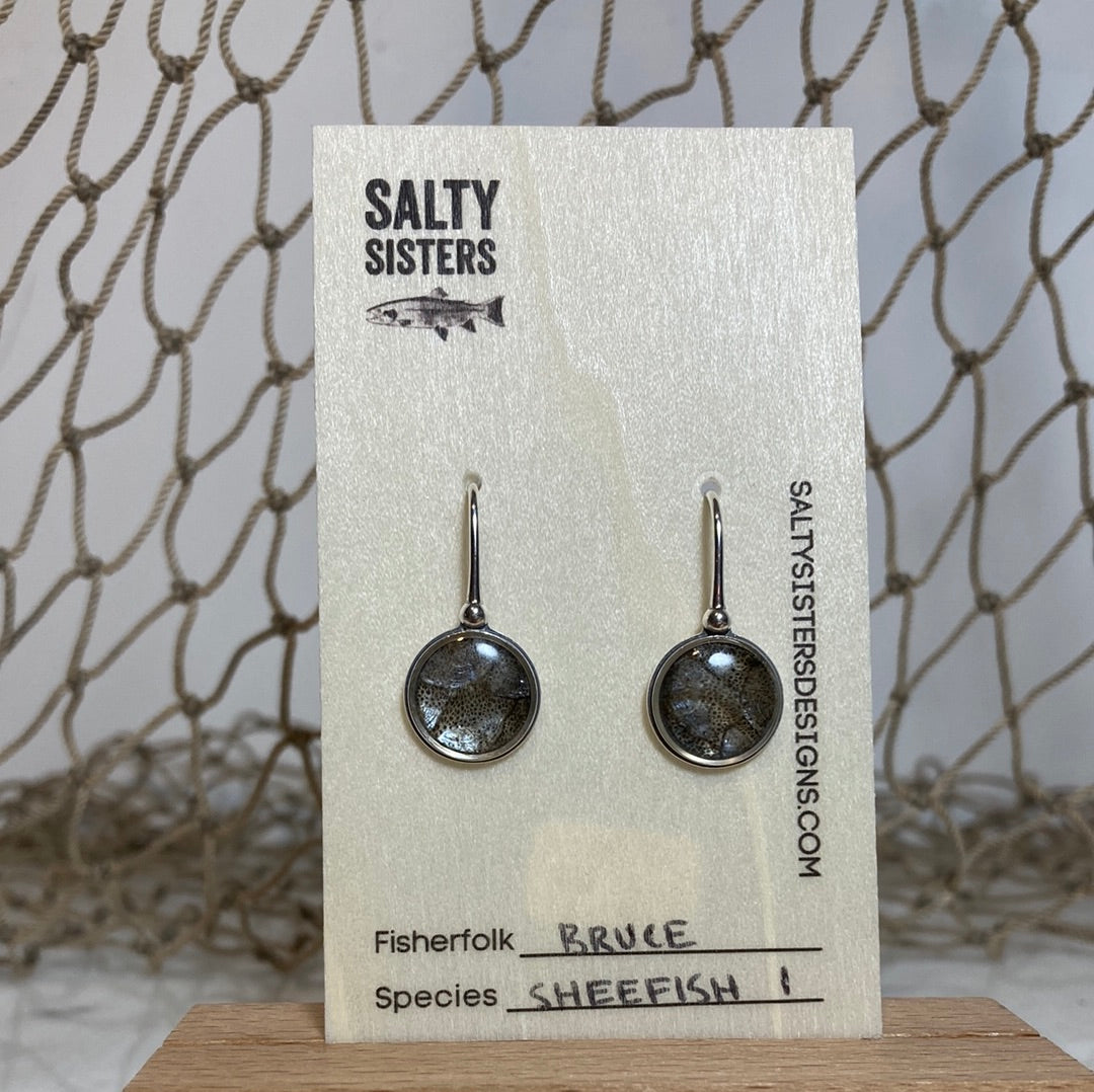 Sterling Silver Cured Fish Skin Drop Earrings