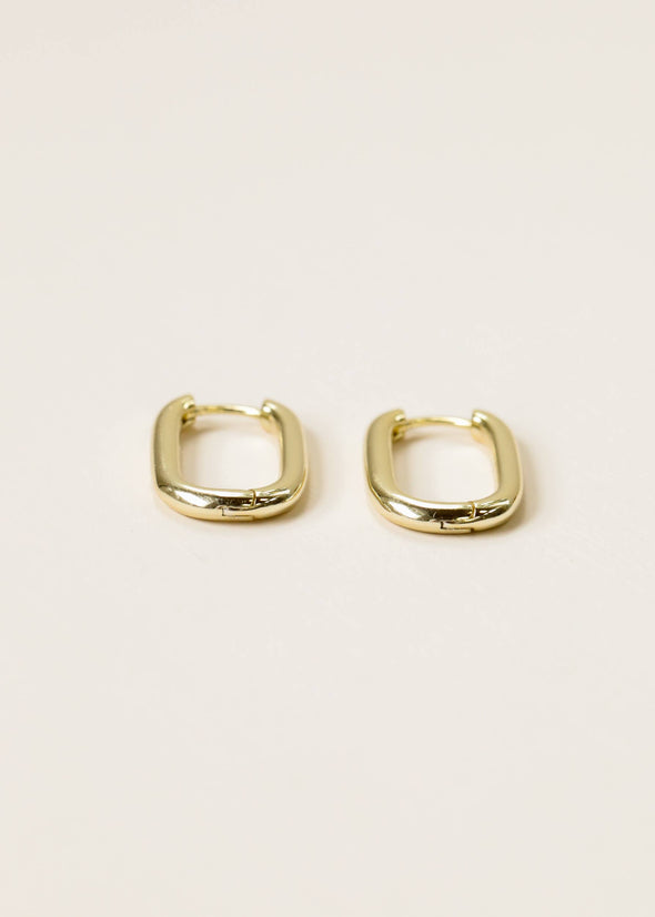 Gold Hoop - Large Rectangle - Earrings