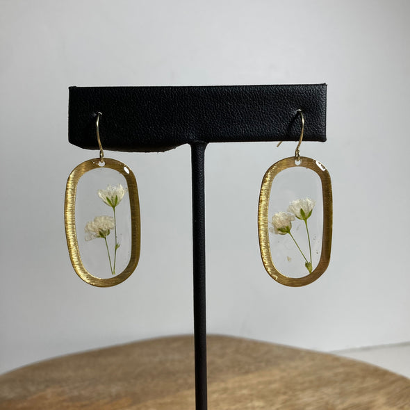 Babies Breath Oval Earrings