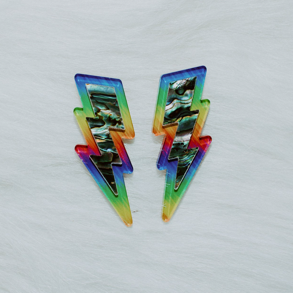 Lightning Bolt Earrings - PRIDE Rainbow