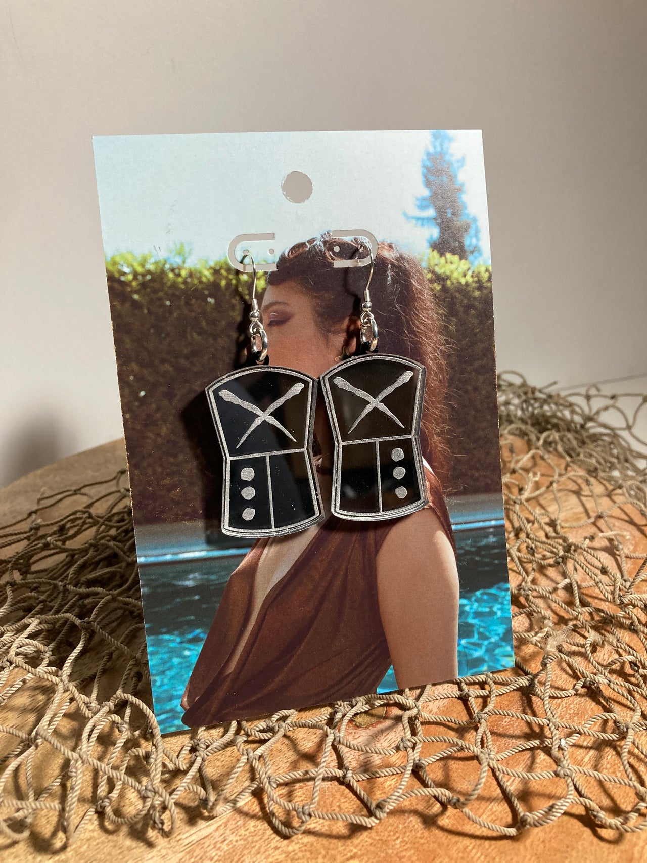 Shield Earrings- Silver Mirror