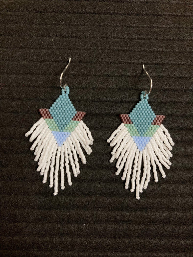 Desert Flower Earrings - Teal/White/Silver