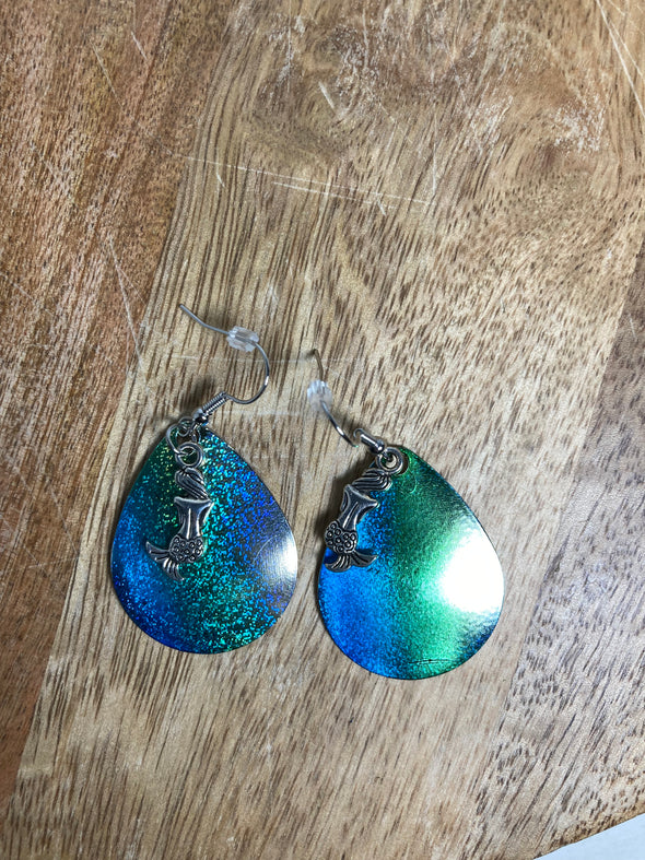 Lure Earrings - Blue/Green/Silver