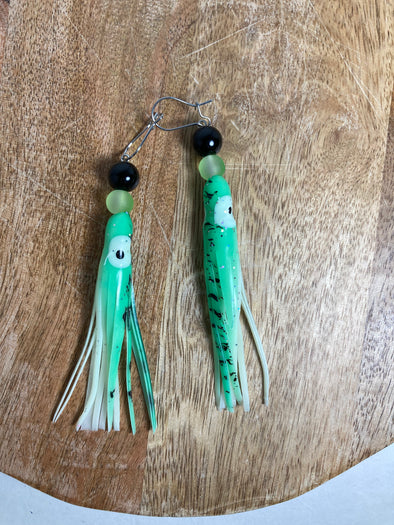 Large Hoochie Earrings - Green and Black