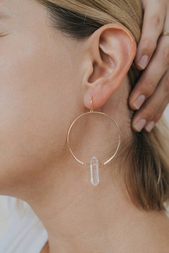 Hoops - Clear Quartz - Gold Earrings