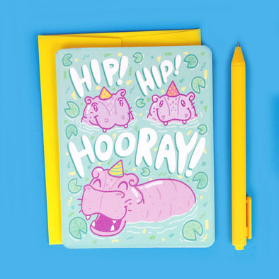 Hip Hip Hooray Hippo Card