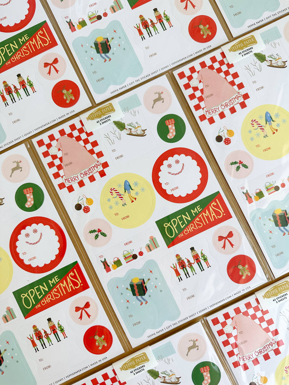 Merry Christmas Gift Tag Sticker Sheets - Set of 3