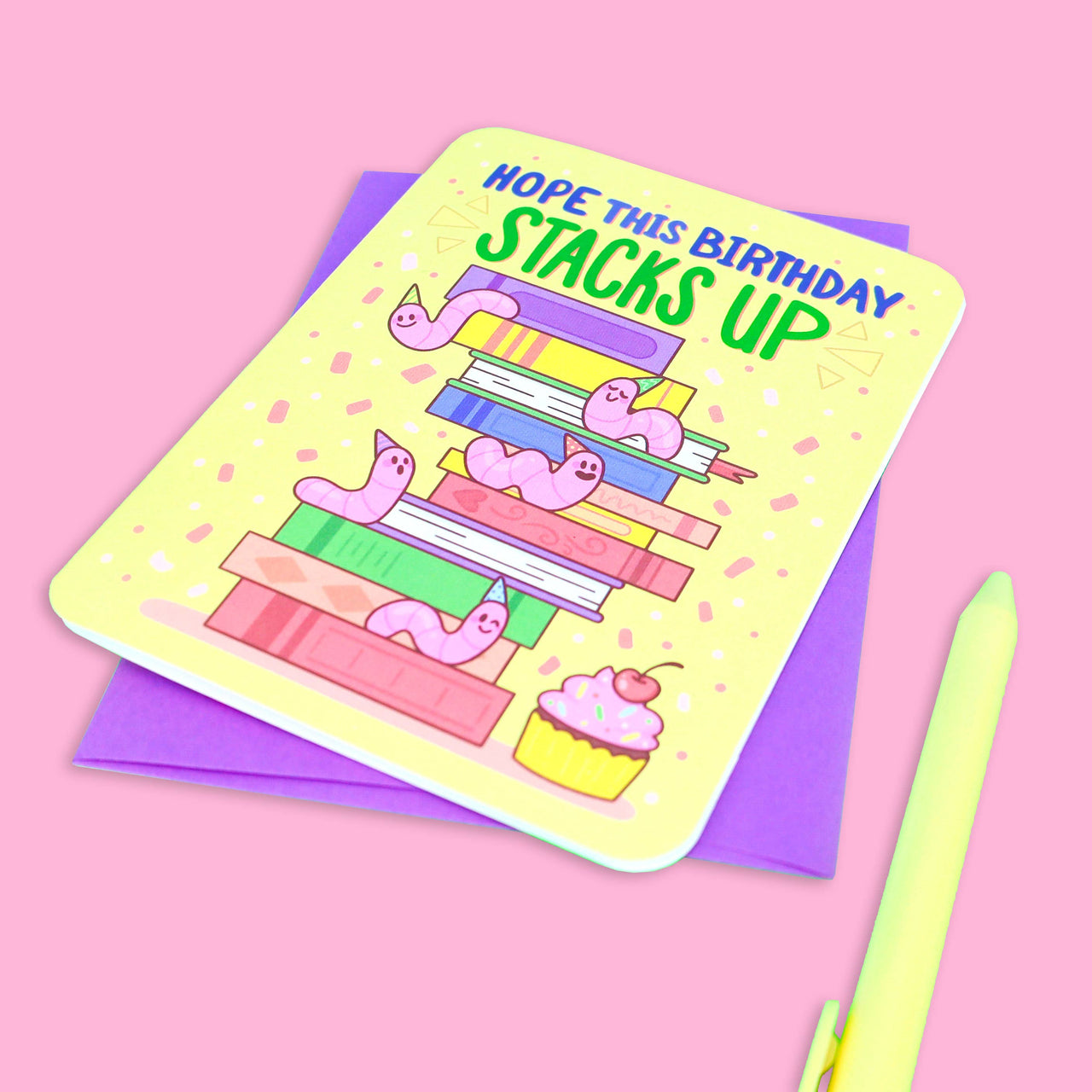 Stacks Up Book Birthday Greeting Card