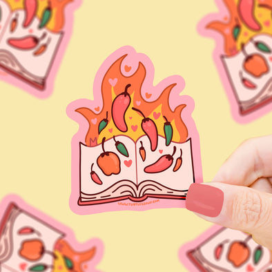 Flaming Hot Romance Book Vinyl Sticker