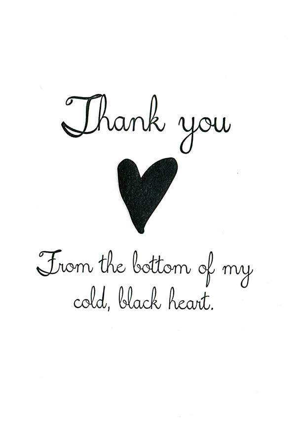 Black Heart Thanks Greeting Card