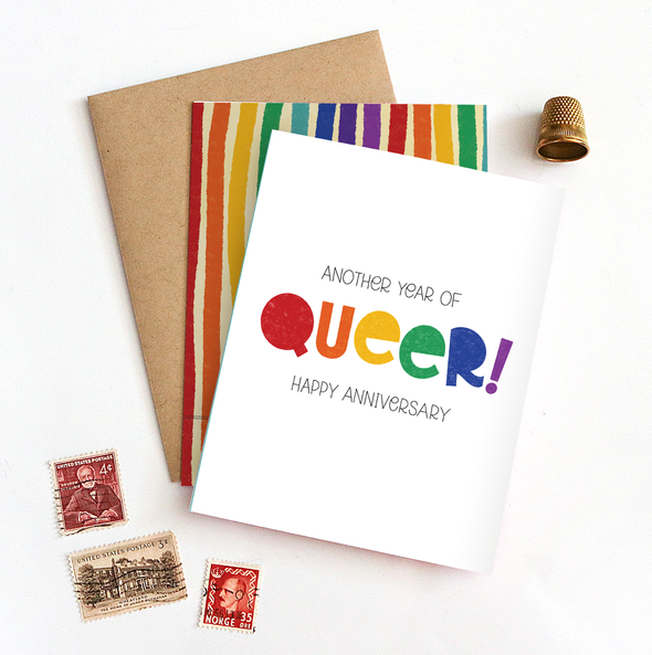 Year of Queer | Anniversary Rainbow Gay LGBTQIA+ Queer Card