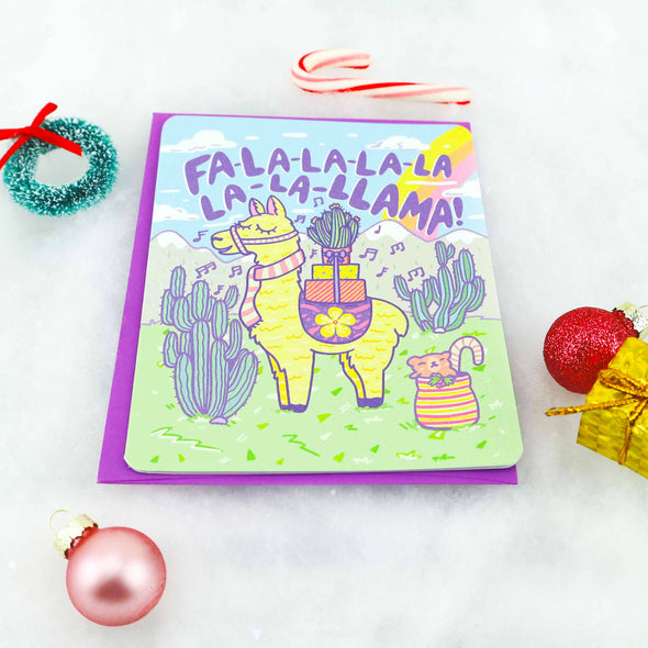 Fa La Llama Holiday Winter Animal Christmas Card