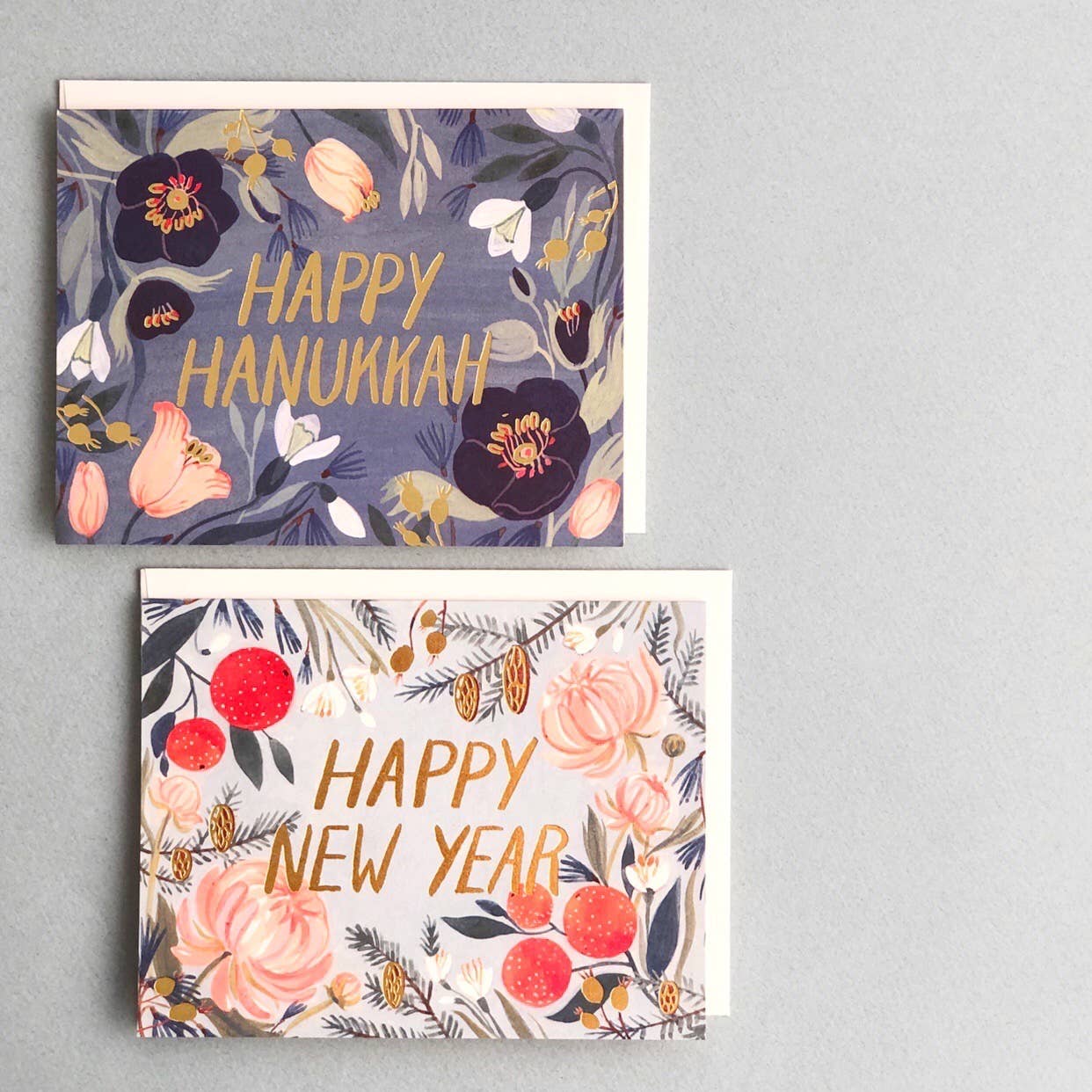 Hanukkah Flowers Hanukkah greeting card: Singles